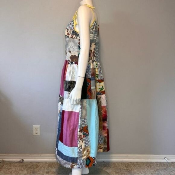 Hand Crafted Patchwork Tiered Sundress with Shoulder Straps Size Medium - Picture 9 of 12